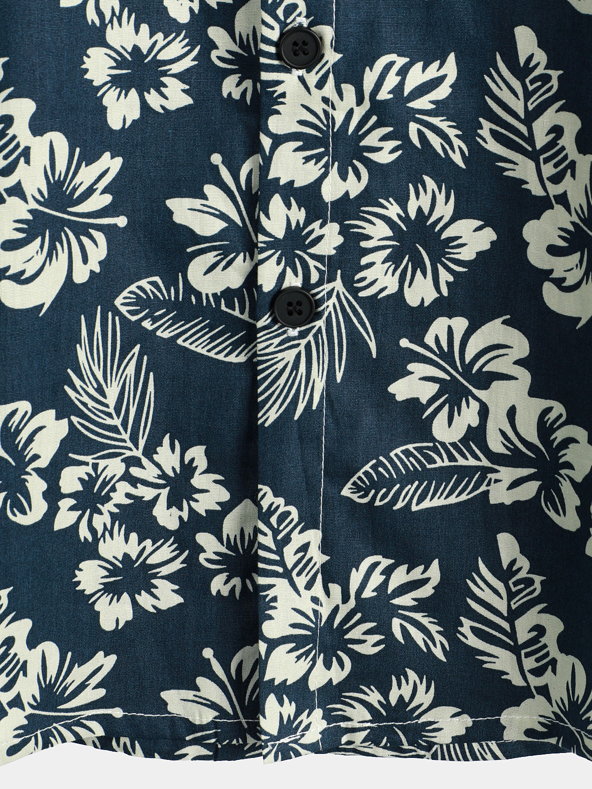 Camisa floral estampado Vacation de algodón transpirable Navy Blue Hawaiian de manga corta Aloha para hombre