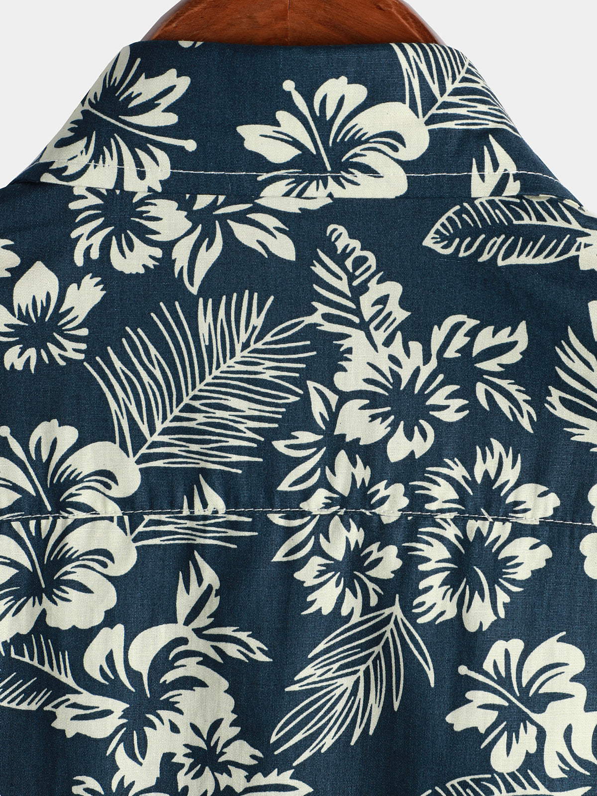 Camisa floral estampado Vacation de algodón transpirable Navy Blue Hawaiian de manga corta Aloha para hombre