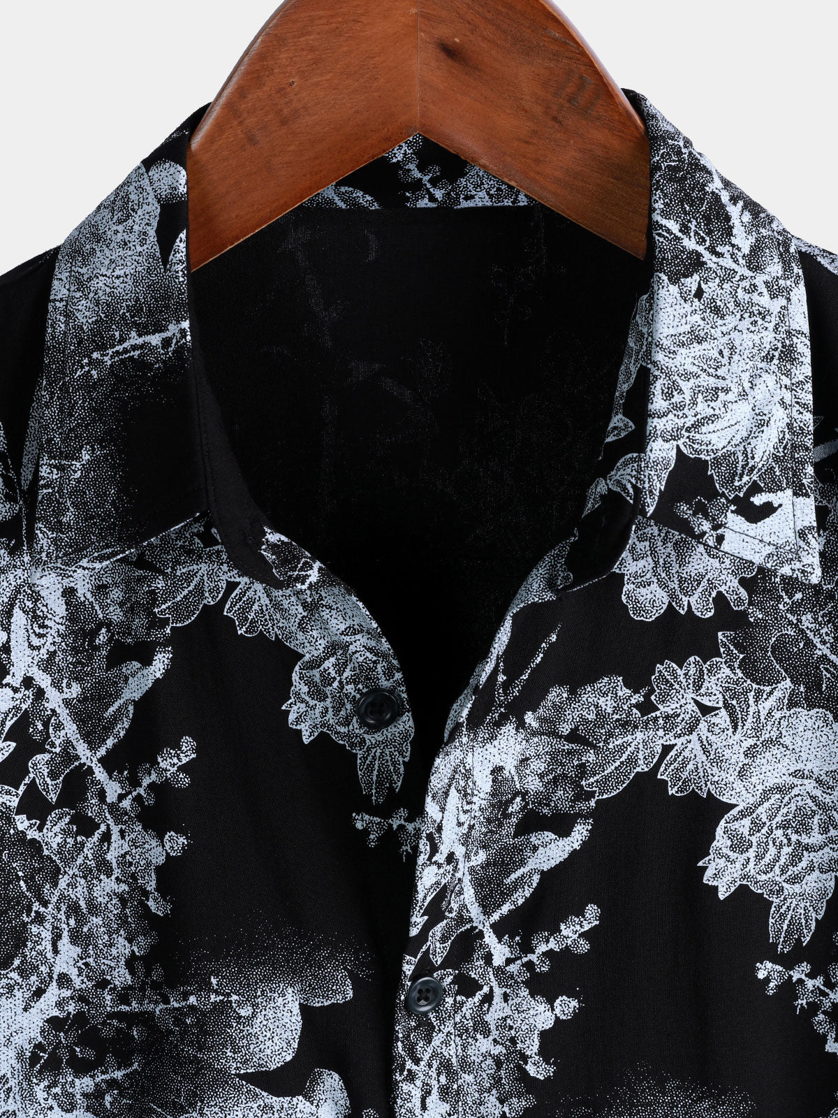 Camisa vintage floral estampado de manga corta Button Up para hombre