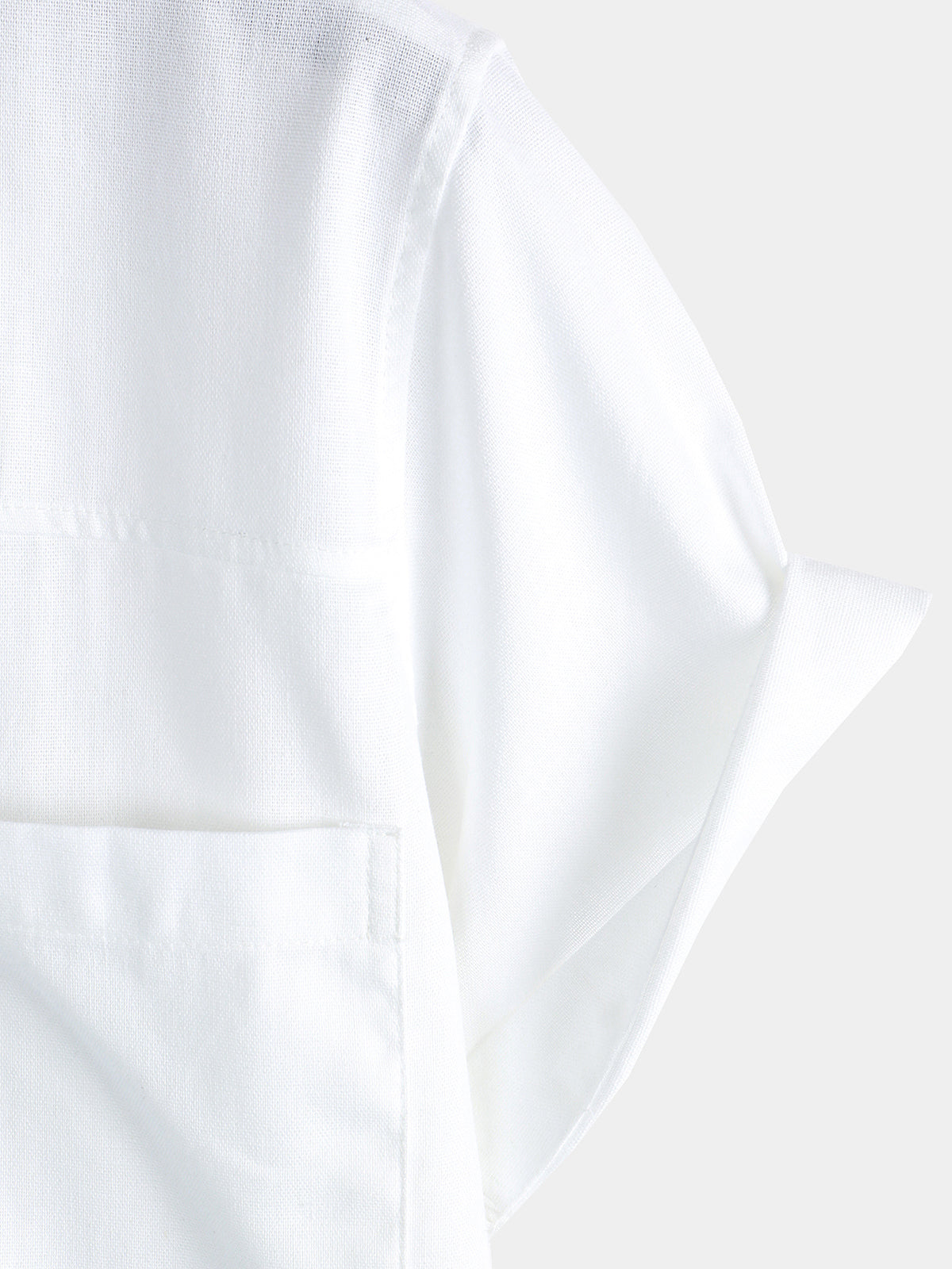 para hombre de algodón & de lino Chest Pockets de color sólido de manga corta camisa