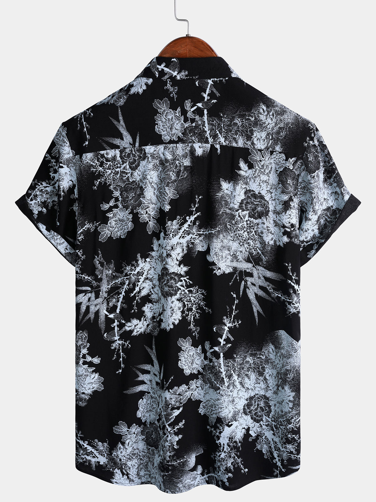 Camisa vintage floral estampado de manga corta Button Up para hombre