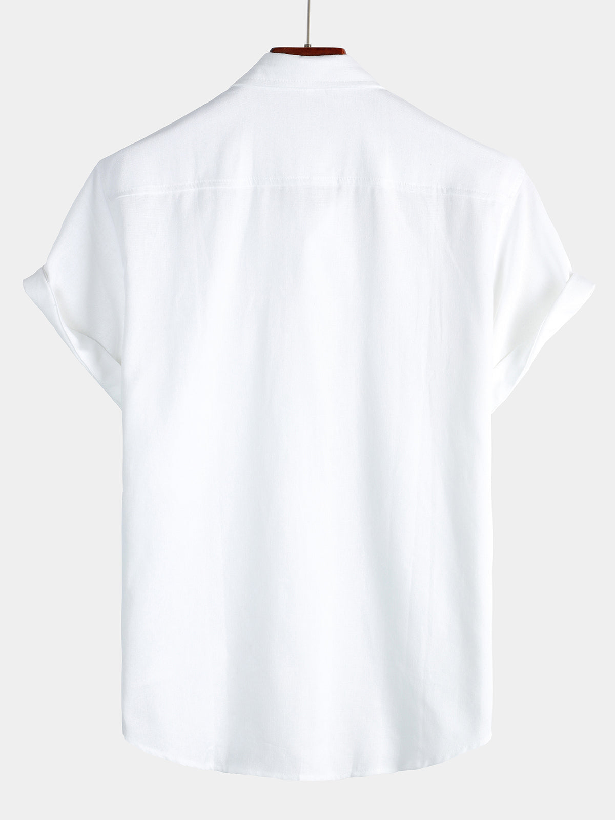 para hombre de algodón & de lino Chest Pockets de color sólido de manga corta camisa