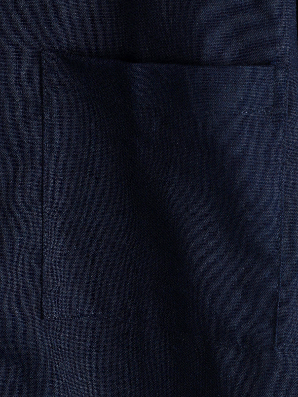 Camisa de algodón & de lino Chest Pockets de color sólido de manga corta para hombre