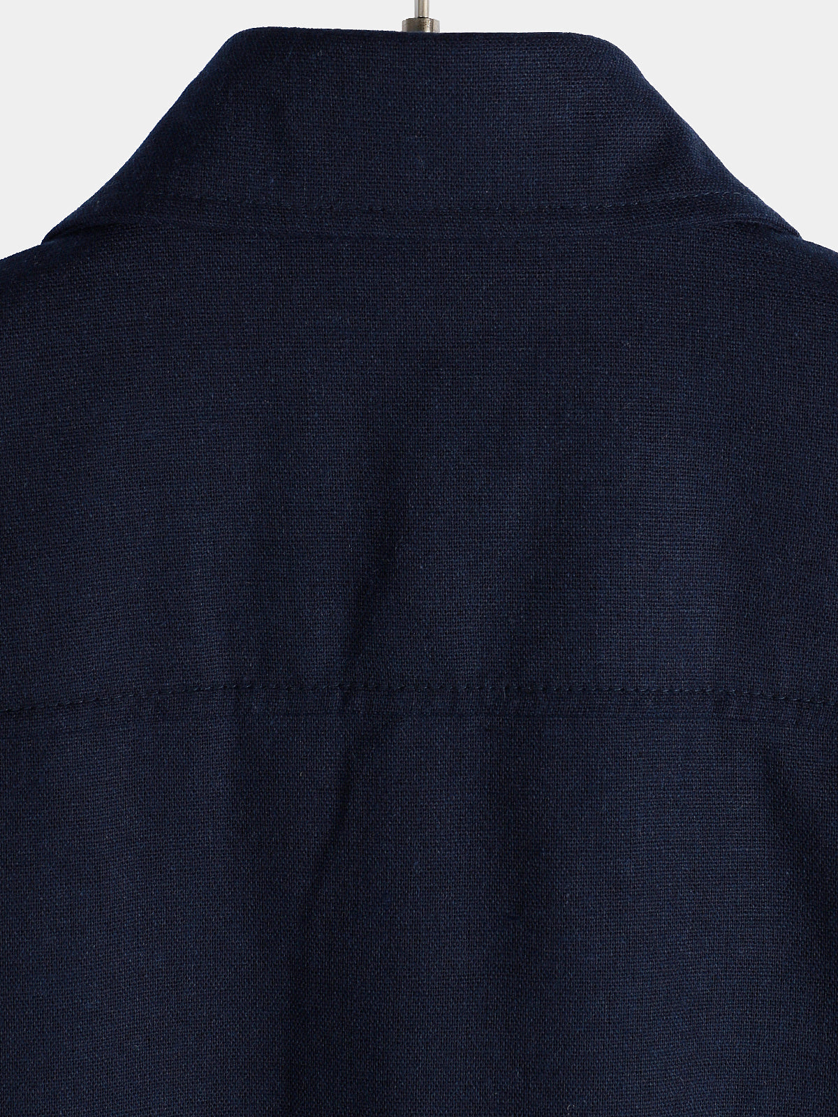 Camisa de algodón & de lino Chest Pockets de color sólido de manga corta para hombre