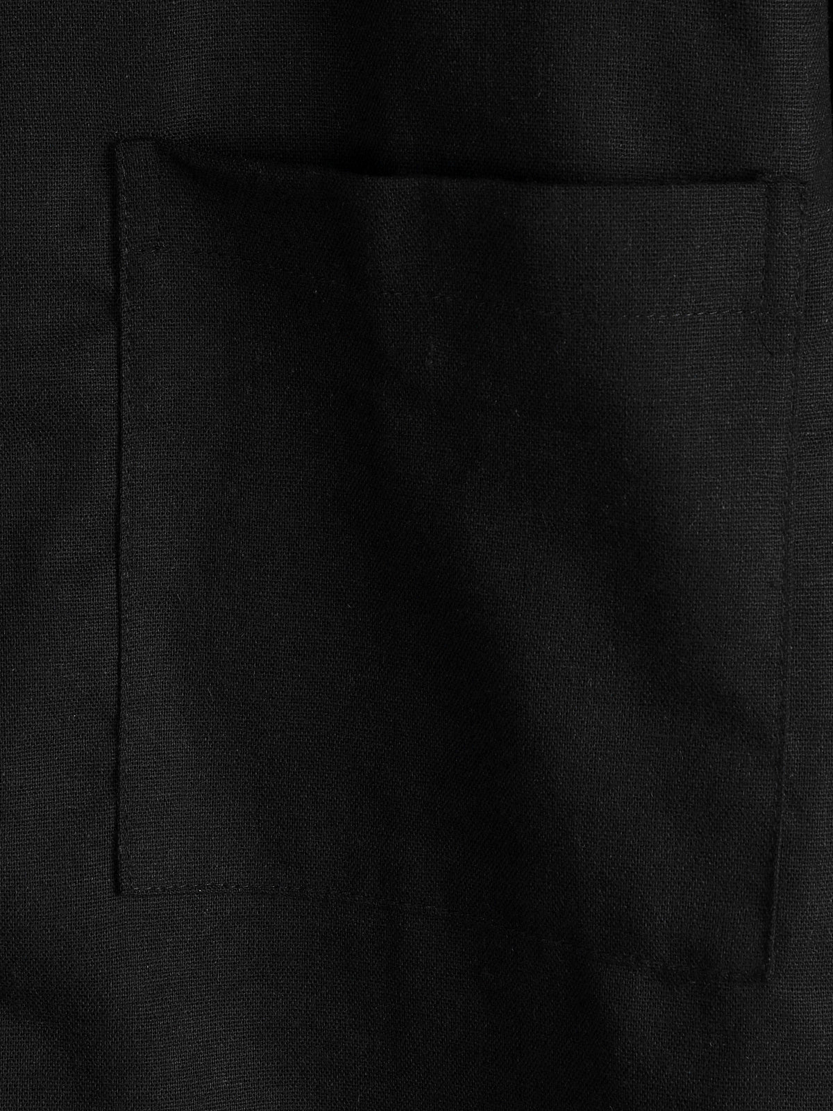 Camisa de algodón & de lino Chest Pockets de color sólido de manga corta para hombre