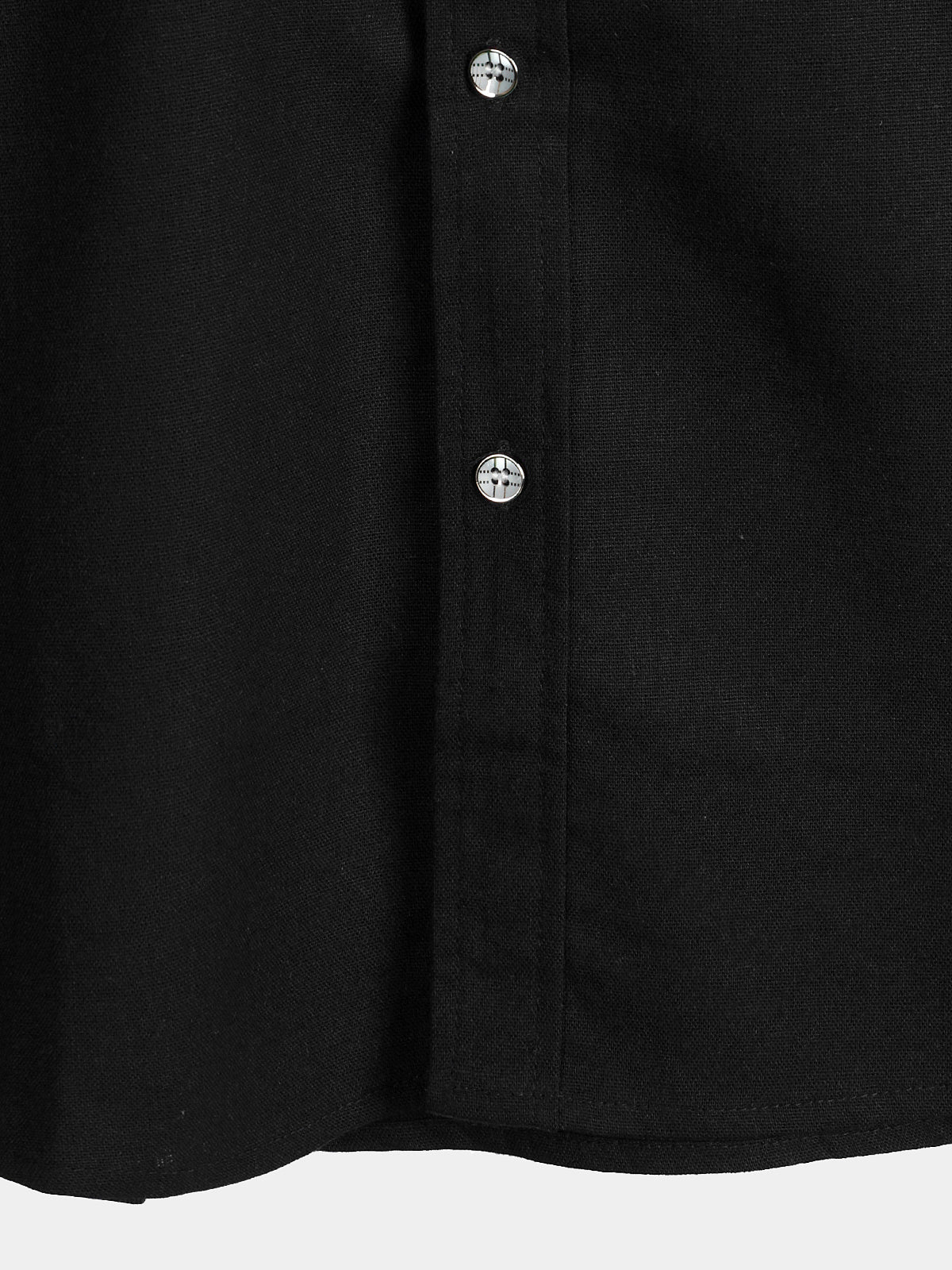 Camisa de algodón & de lino Chest Pockets de color sólido de manga corta para hombre