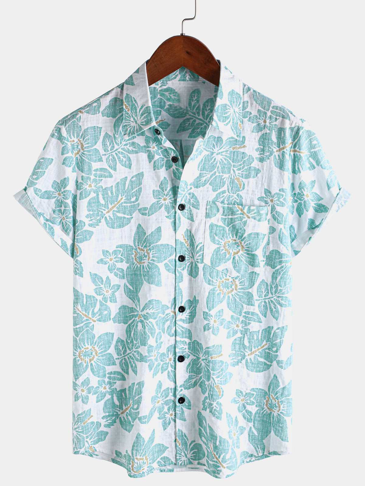 Camisa Summer floral Beach Hawaiian de manga corta para hombre
