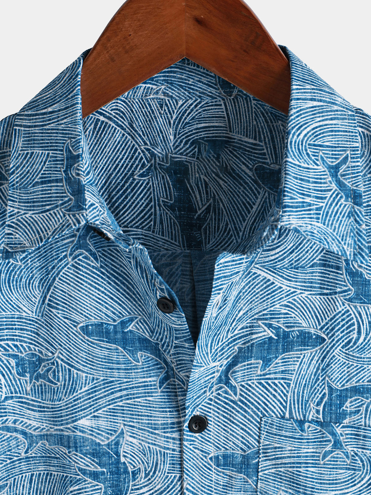 Camisa Summer Ocean Shark Beach Hawaiian de manga corta para hombre