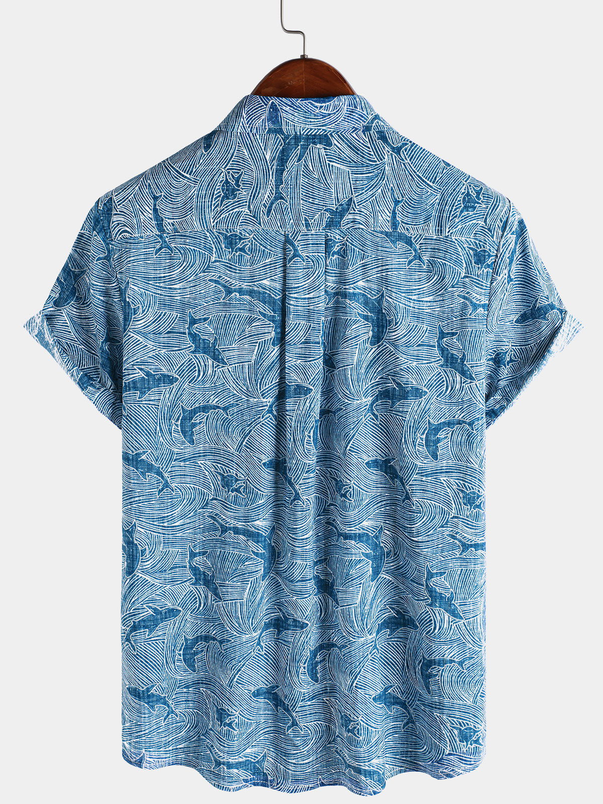 Camisa Summer Ocean Shark Beach Hawaiian de manga corta para hombre