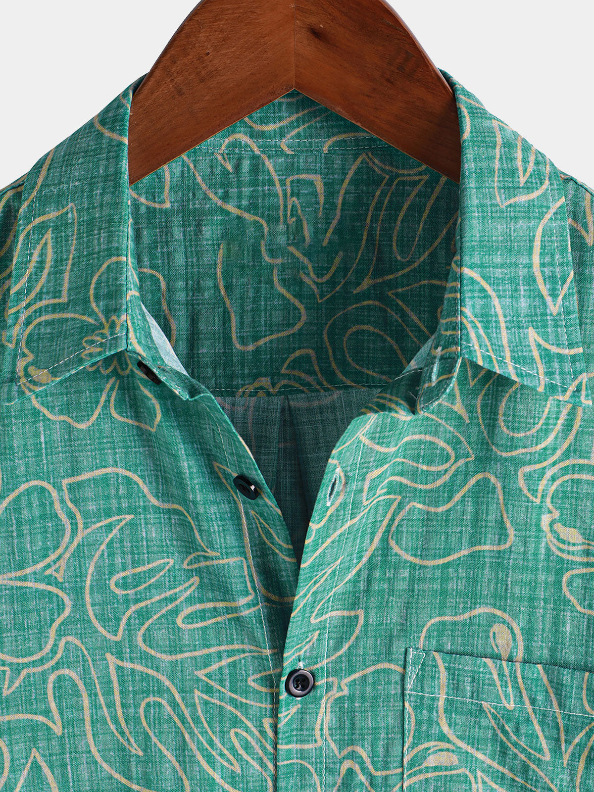 Camisa Summer Green Beach Hawaiian de manga corta para hombre