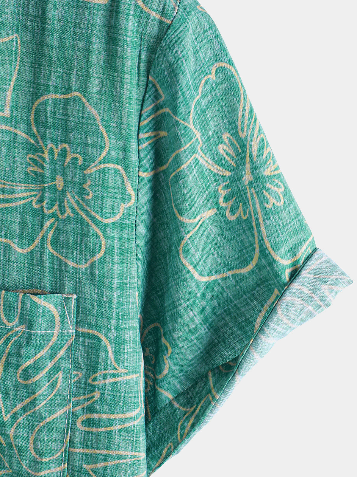 Camisa Summer Green Beach Hawaiian de manga corta para hombre