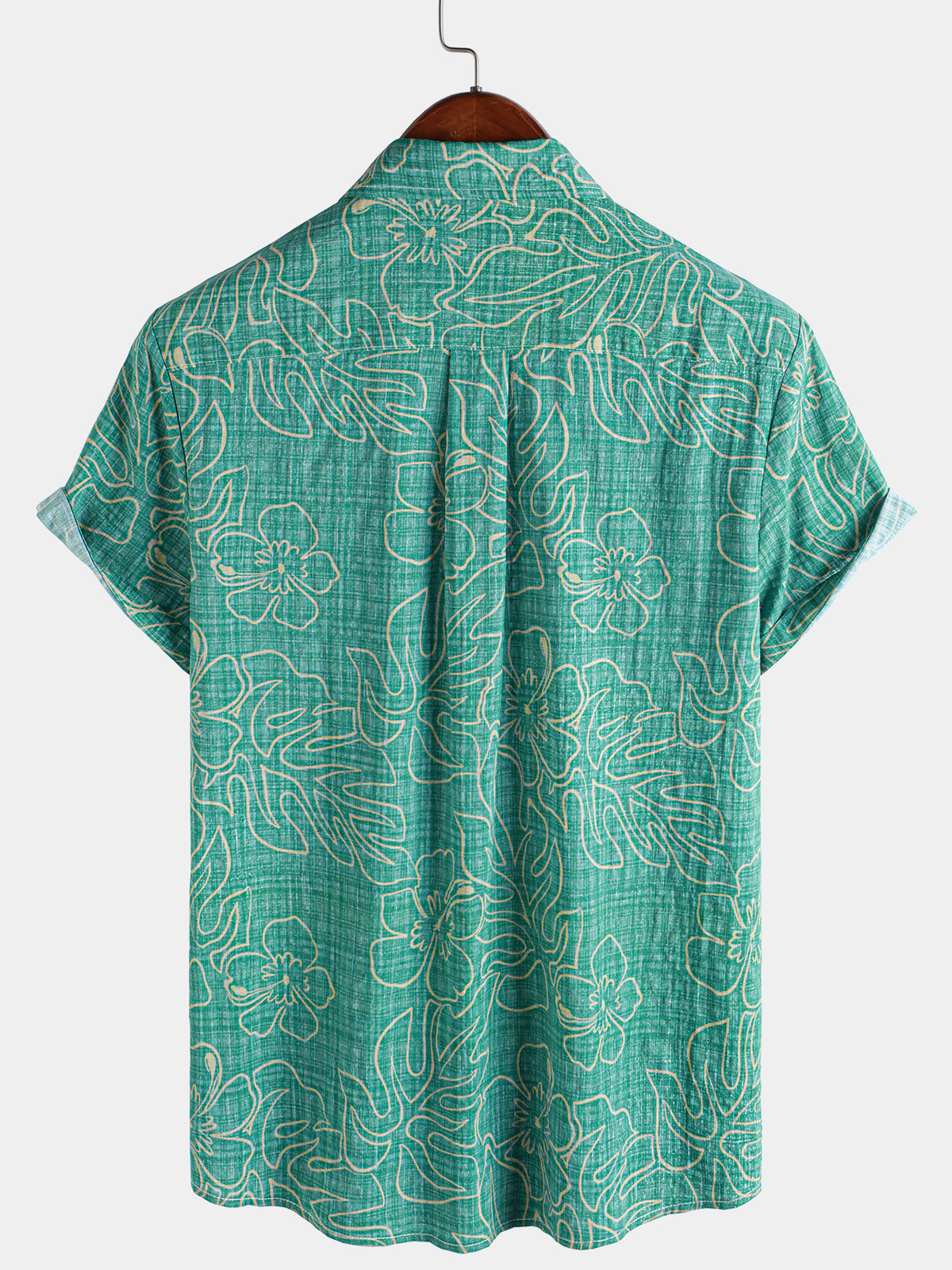Camisa Summer Green Beach Hawaiian de manga corta para hombre