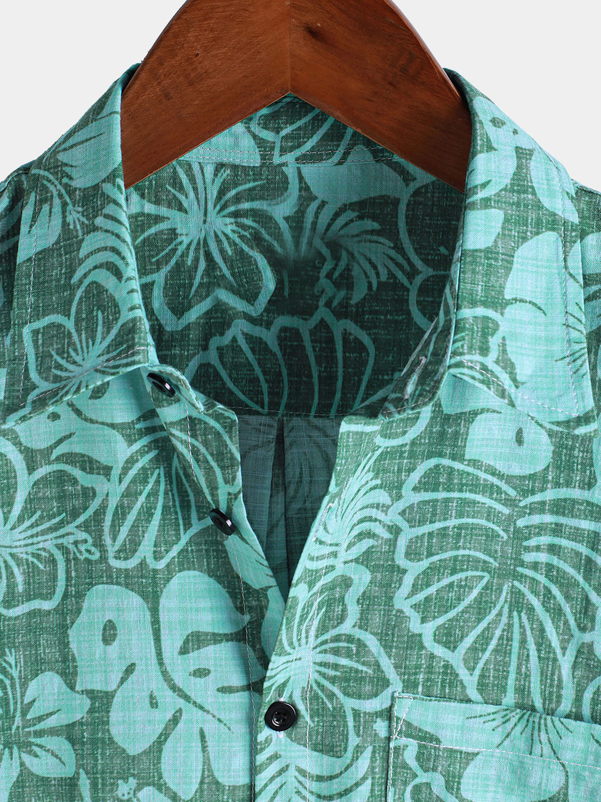 Camisa Summer Green Tropical Beach Hawaiian de manga corta para hombre