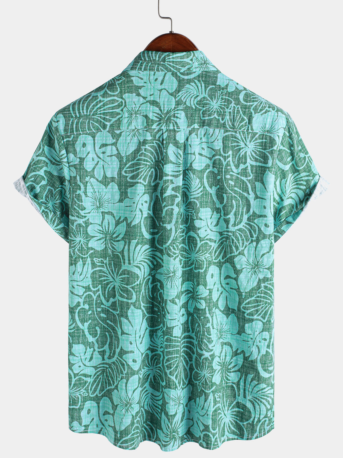 Camisa Summer Green Tropical Beach Hawaiian de manga corta para hombre