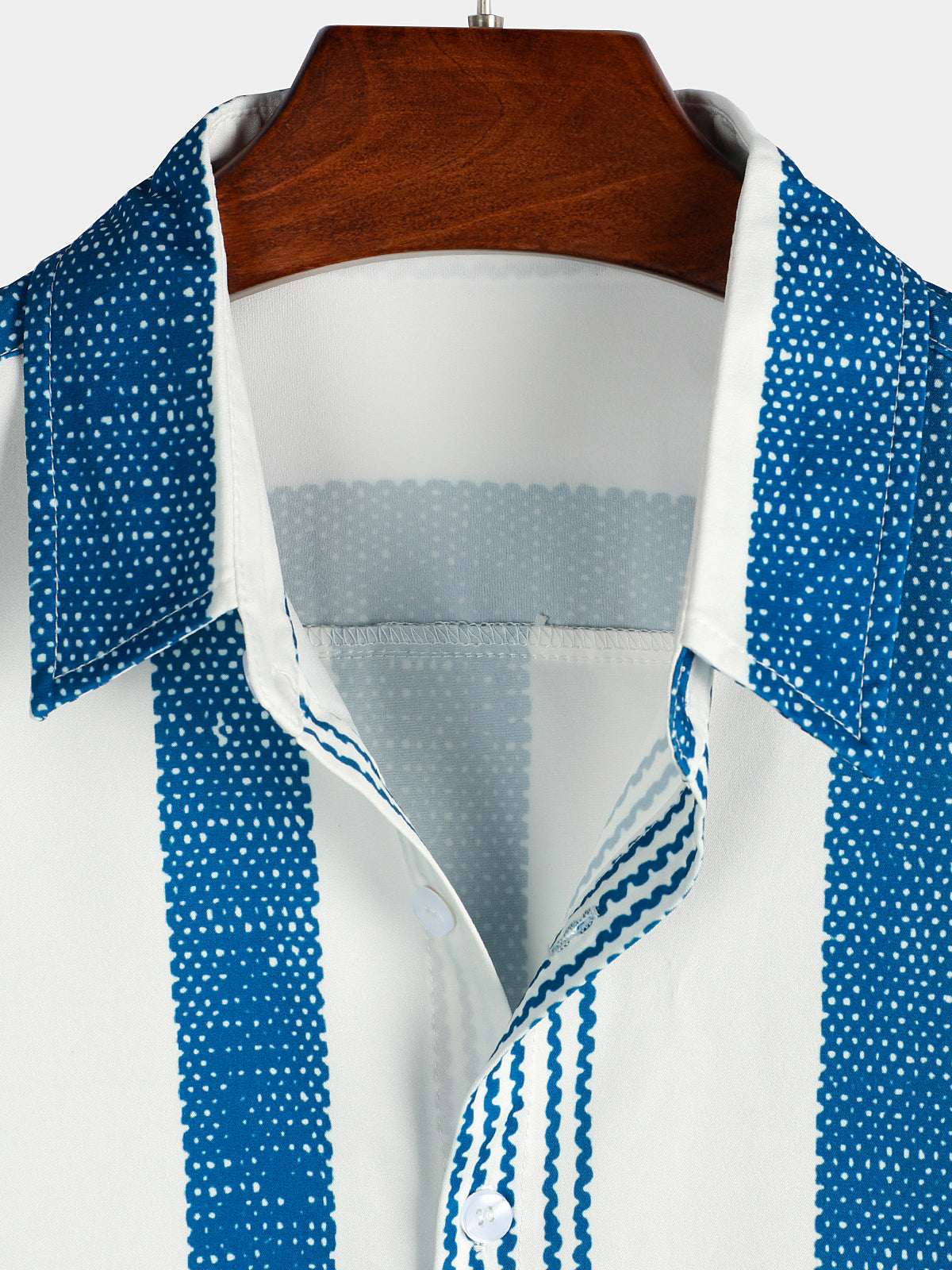 Camisa vintage Blue Vertical a rayas casual de manga corta para hombre