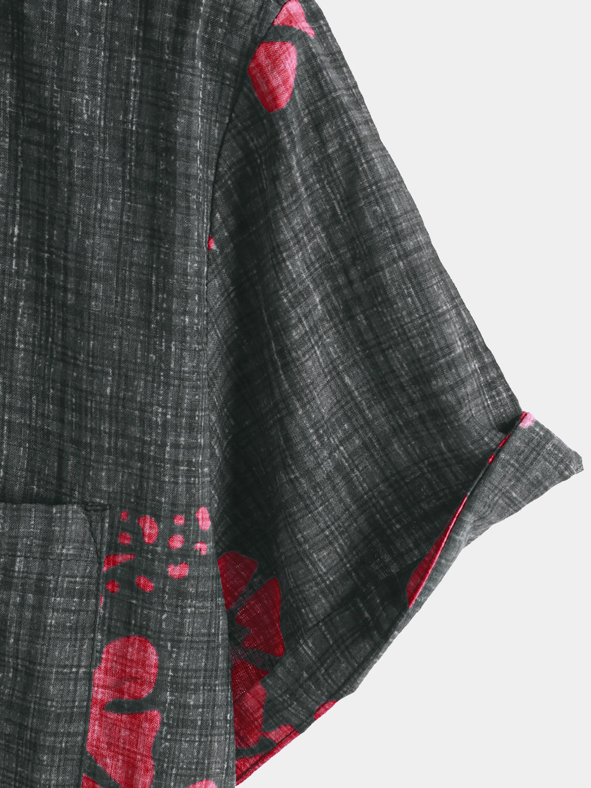 Camisa Summer Red floral Hawaiian de manga corta para hombre