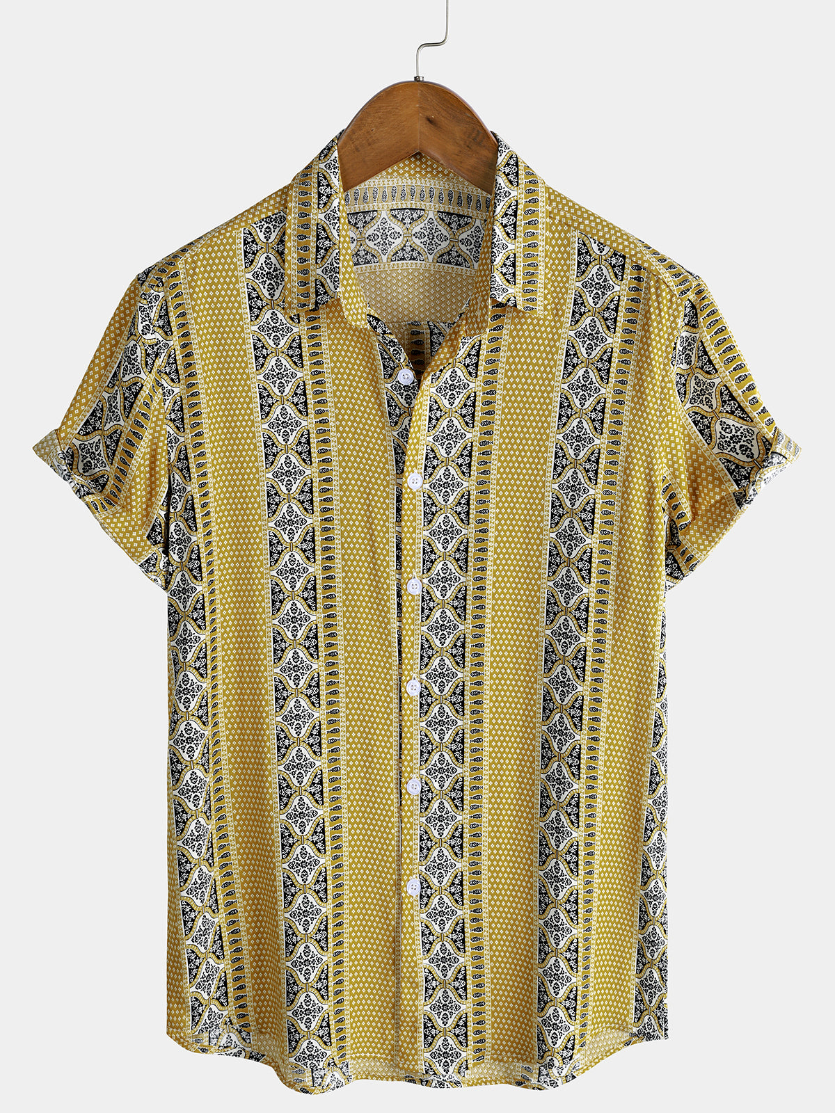 Camisa vintage transpirable de manga corta rayas Button Up Lightweight Cool casual para hombre