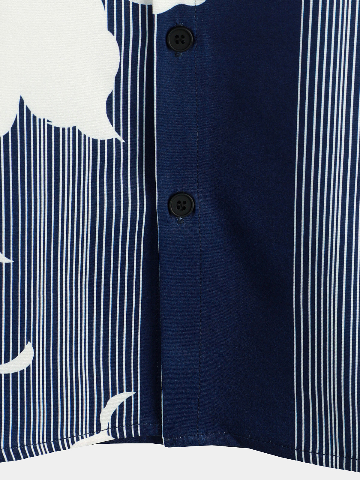 para hombre Vertical Stripe Flower Print Vacation Navy Blue Hawaiian vintage Aloha de manga corta camisa