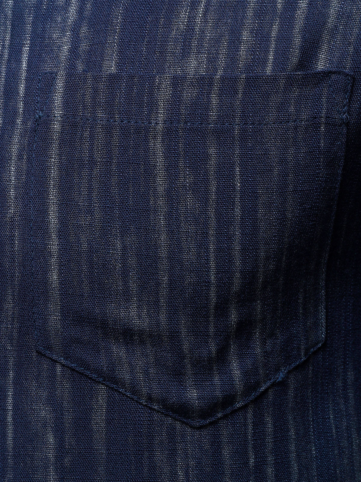 Camisa casual transpirable Pocket de manga larga Blue a rayas para hombre