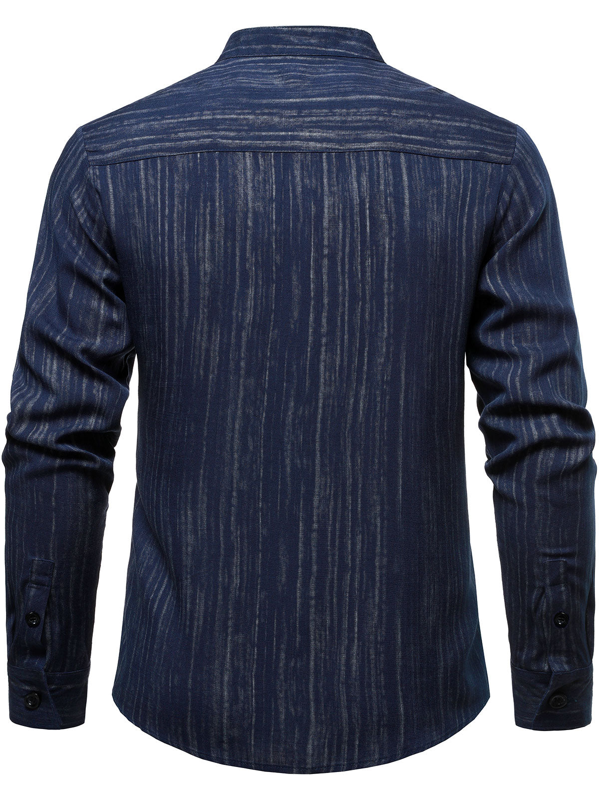 Camisa casual transpirable Pocket de manga larga Blue a rayas para hombre