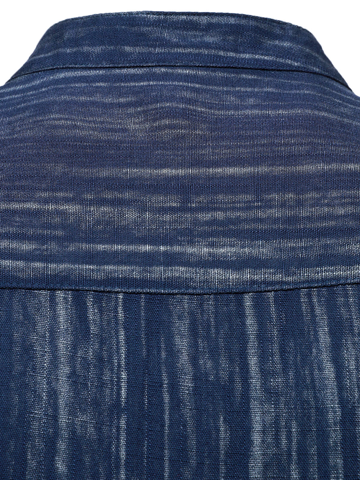 Camisa casual transpirable Pocket de manga larga Blue a rayas para hombre
