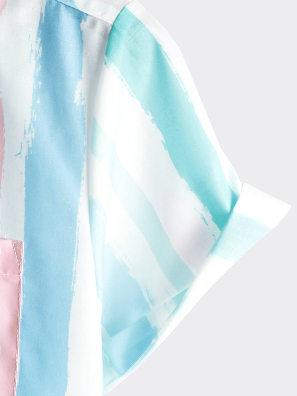 Camisa Blue And Pink a rayas Summer Vacation de manga corta para hombre
