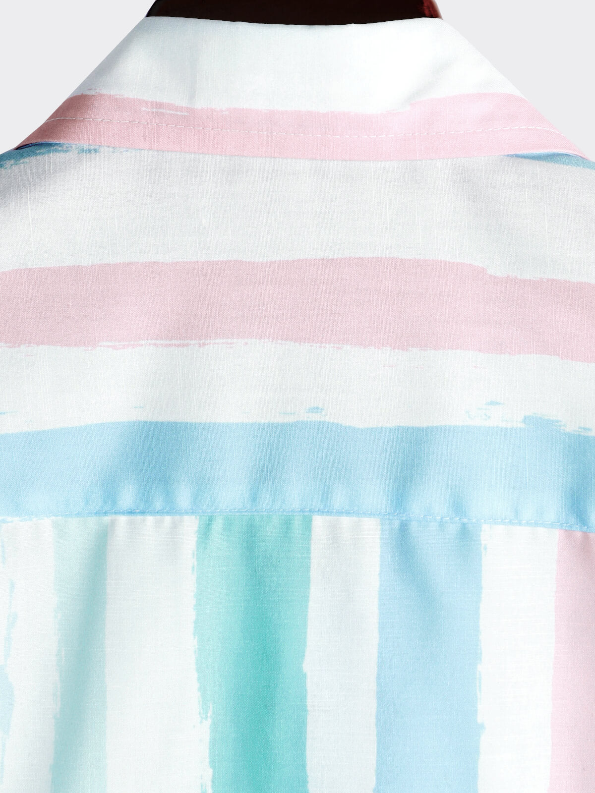 Camisa Blue And Pink a rayas Summer Vacation de manga corta para hombre