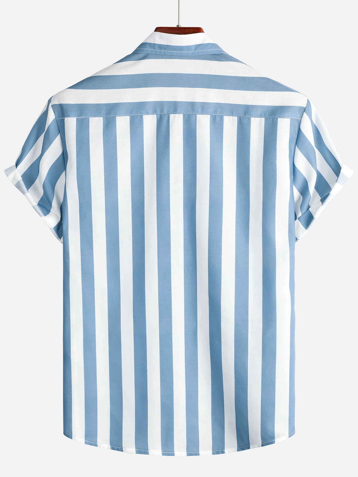 Camisa Blue and White a rayas casual Pocket Summer Button Up de manga corta para hombre