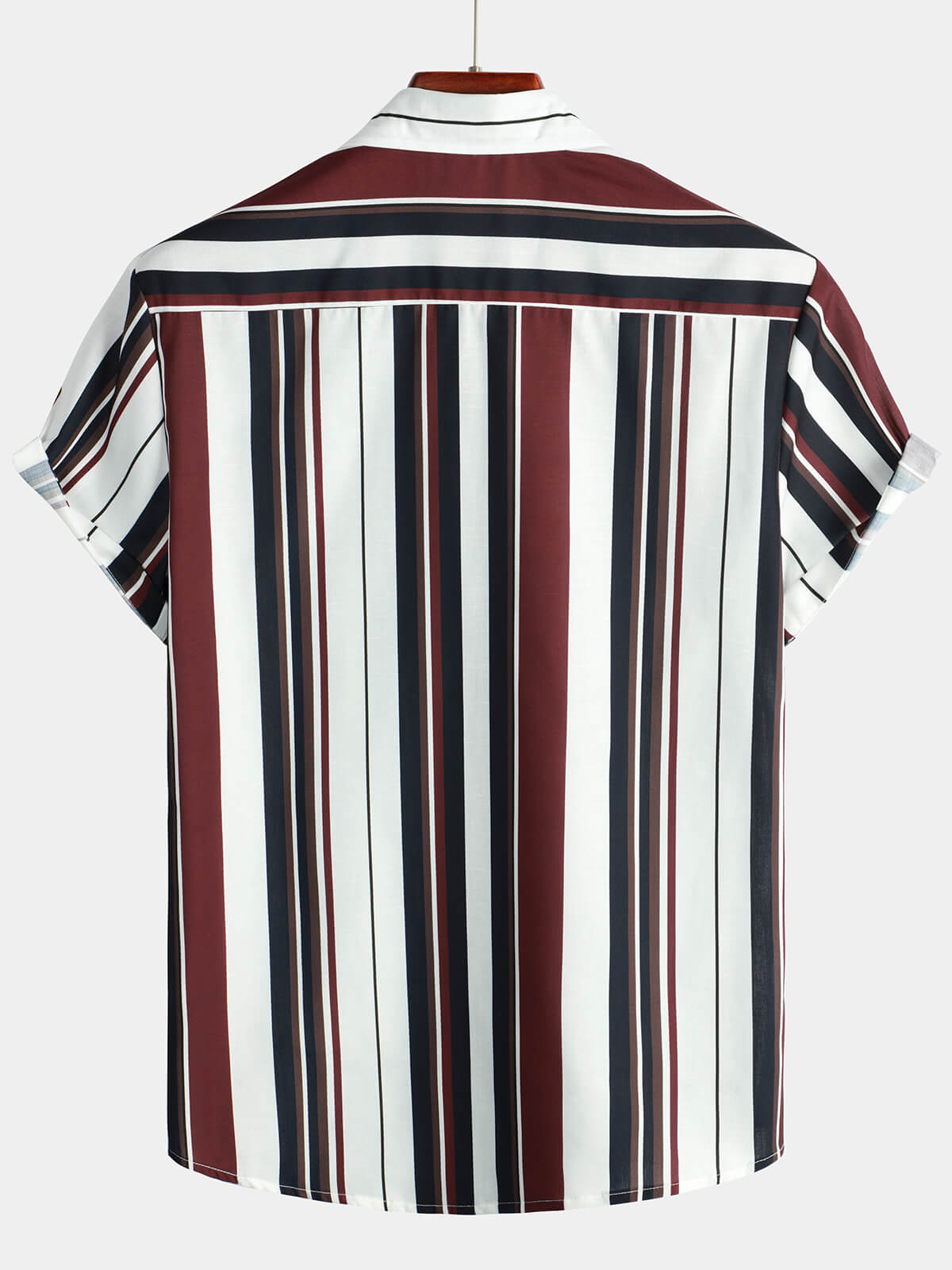 Camisa vintage a rayas Button Up Short Summer Sleeve casual para hombre