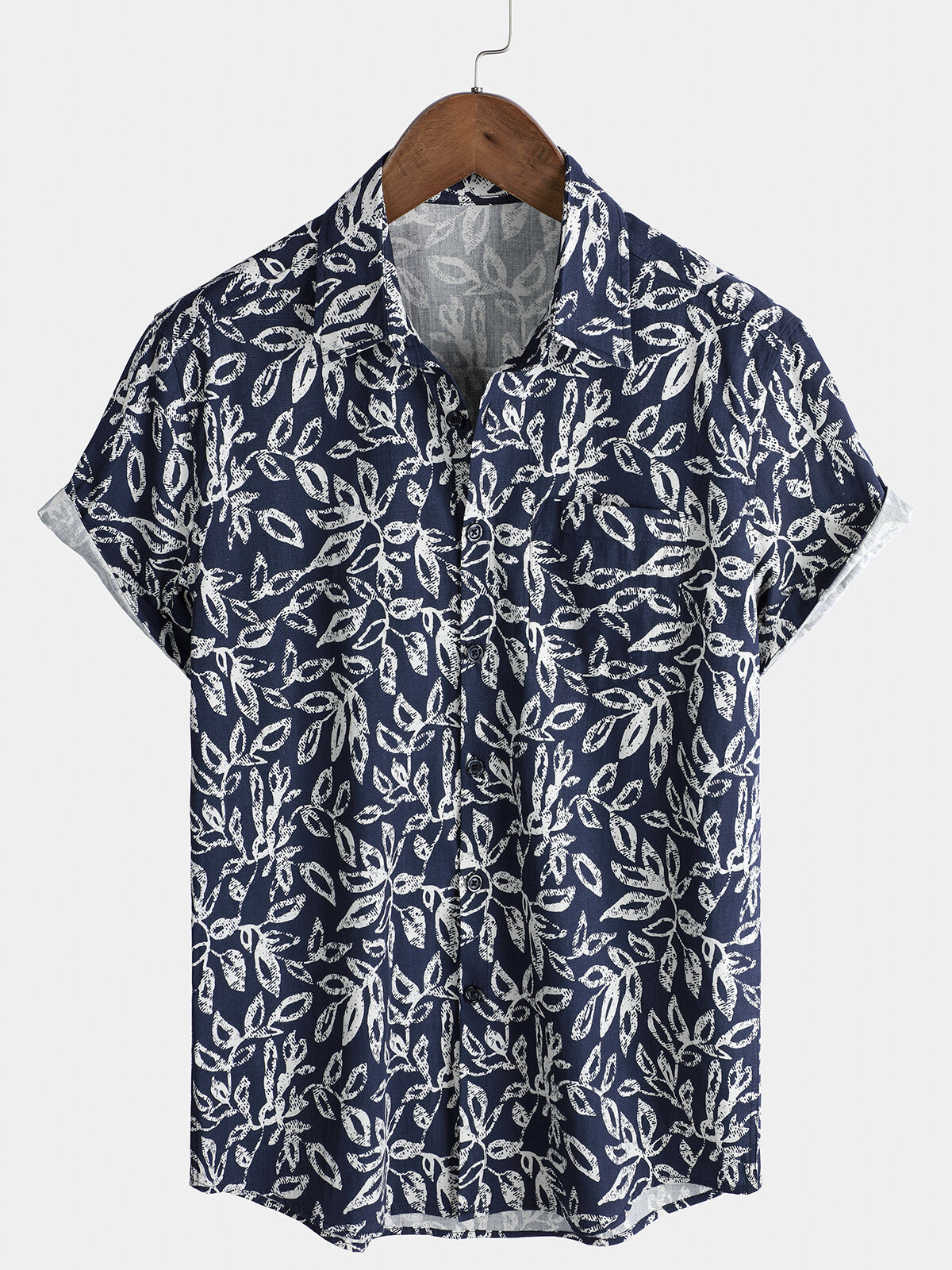 Tropical Foliage Pattern transpirable de algodón Summer Holiday Resorcamiseta para hombre