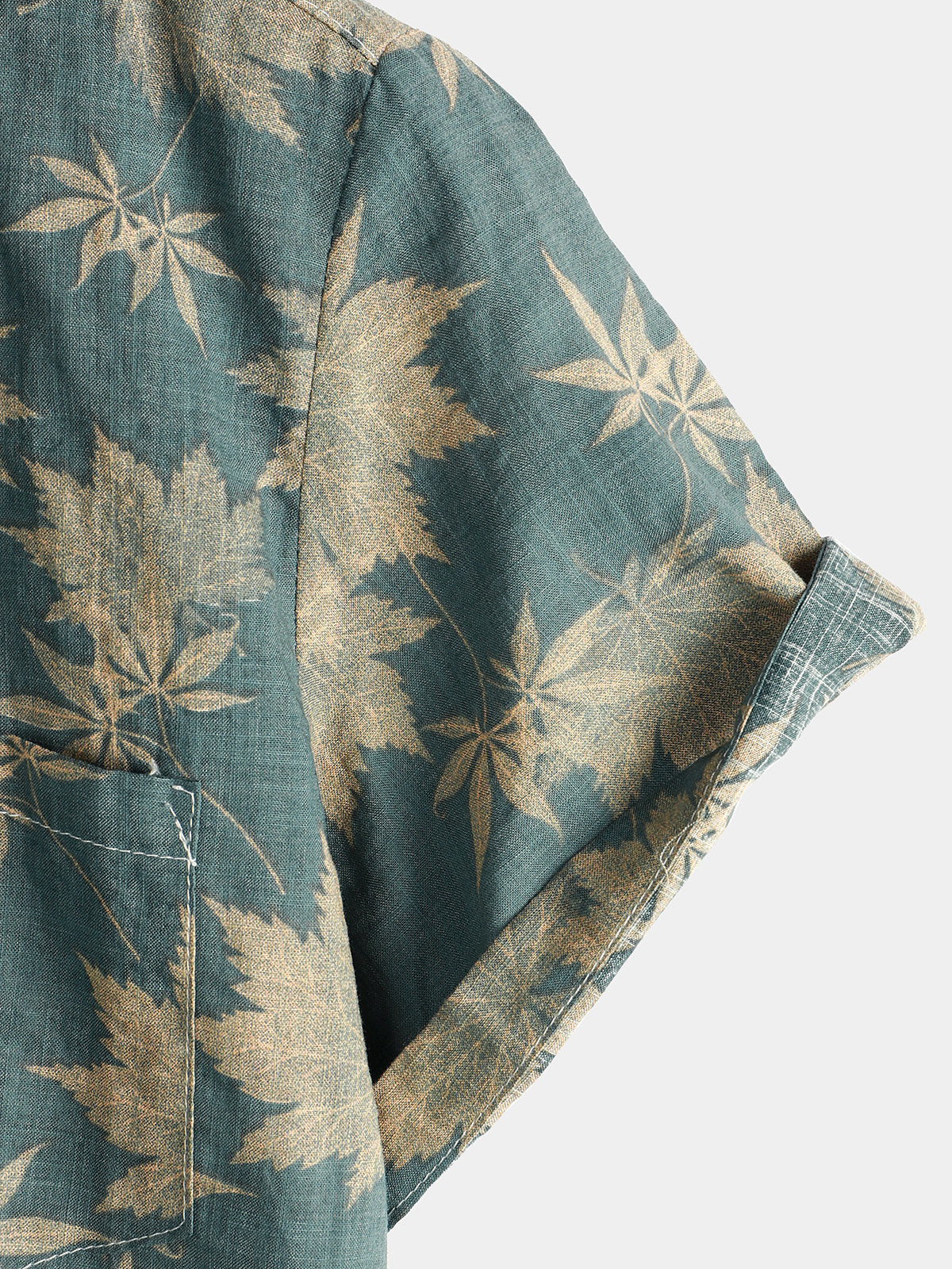 Camisa Maple Leaf transpirable Top de algodón Pocket de manga corta Summer para hombre