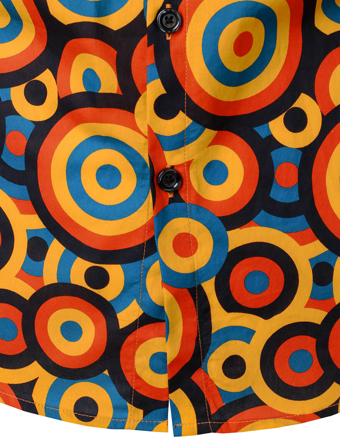Camisa Orange 70s retro Button Up vintage Geometric Circle de manga larga para hombre