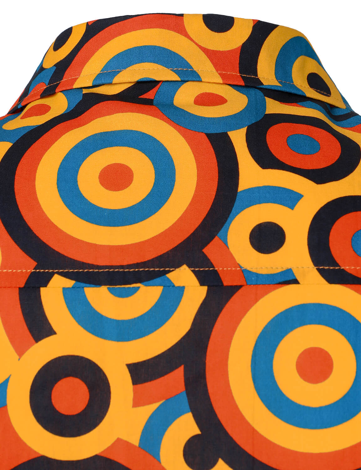 Camisa Orange 70s retro Button Up vintage Geometric Circle de manga larga para hombre