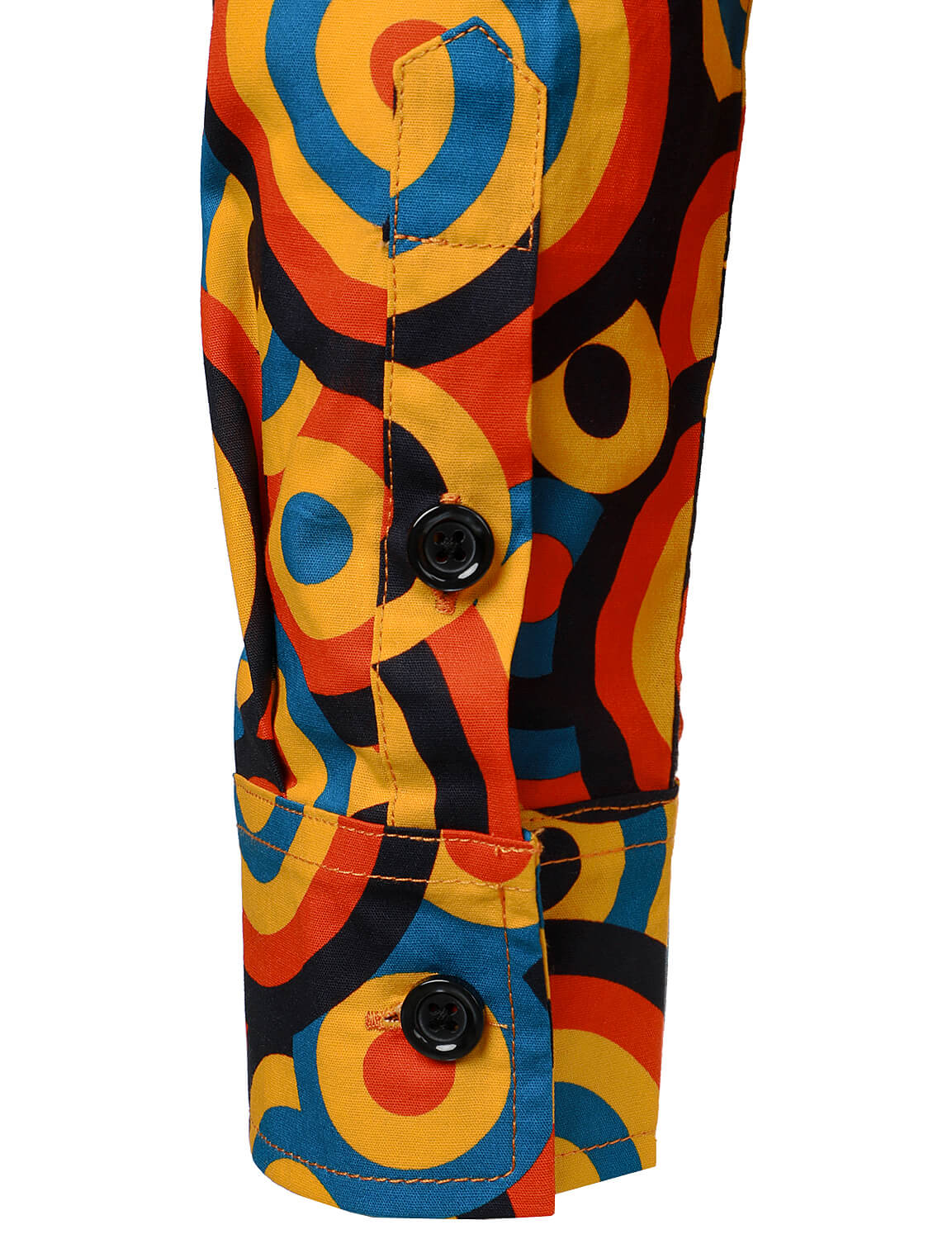 Camisa Orange 70s retro Button Up vintage Geometric Circle de manga larga para hombre