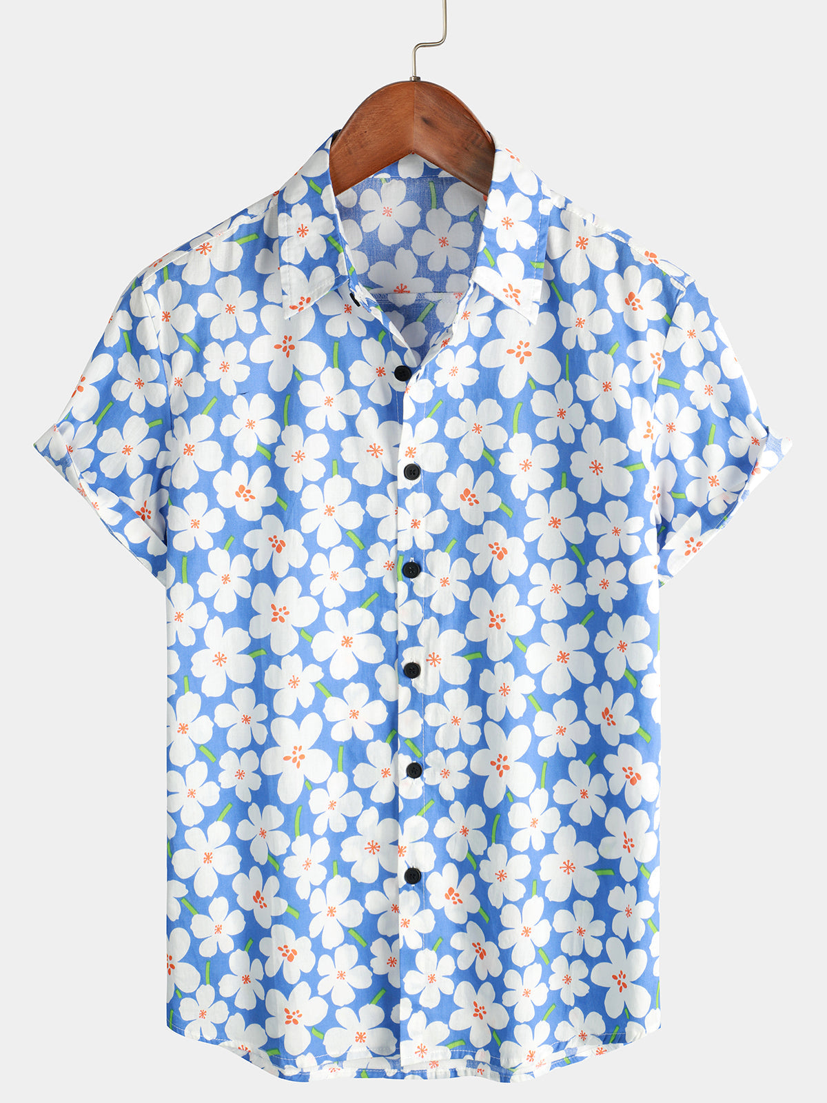 Camisa floral estampado Holiday Flower casual de manga corta para hombre