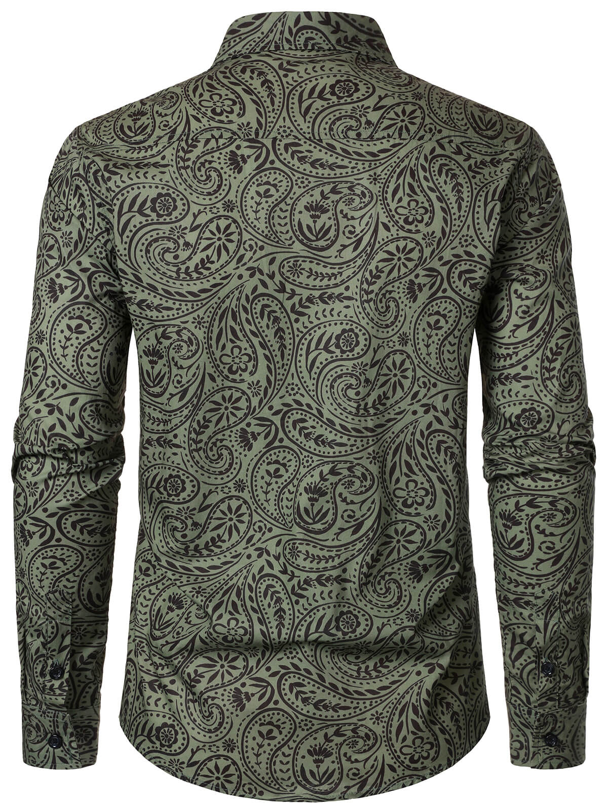 Camisa retro Paisley de algodón transpirable de manga larga para hombre