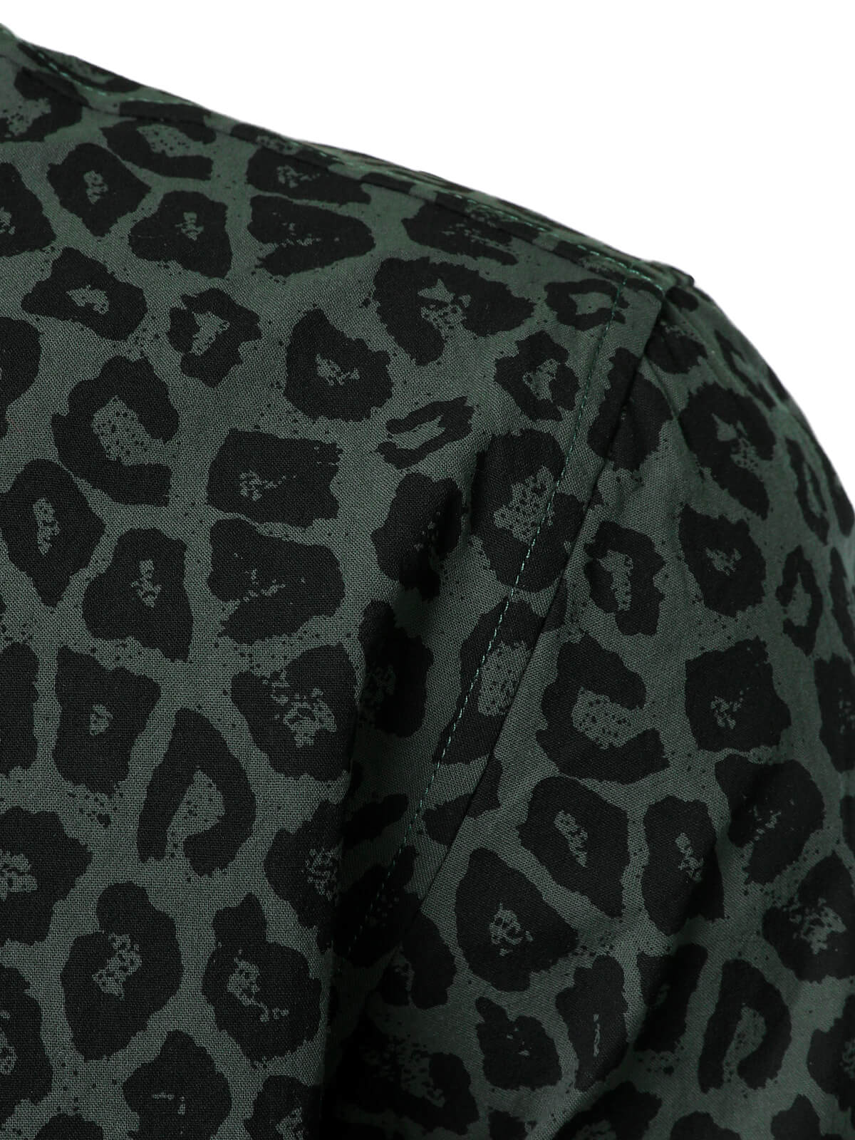 Camisa Green Leopard de algodón de manga larga para hombre