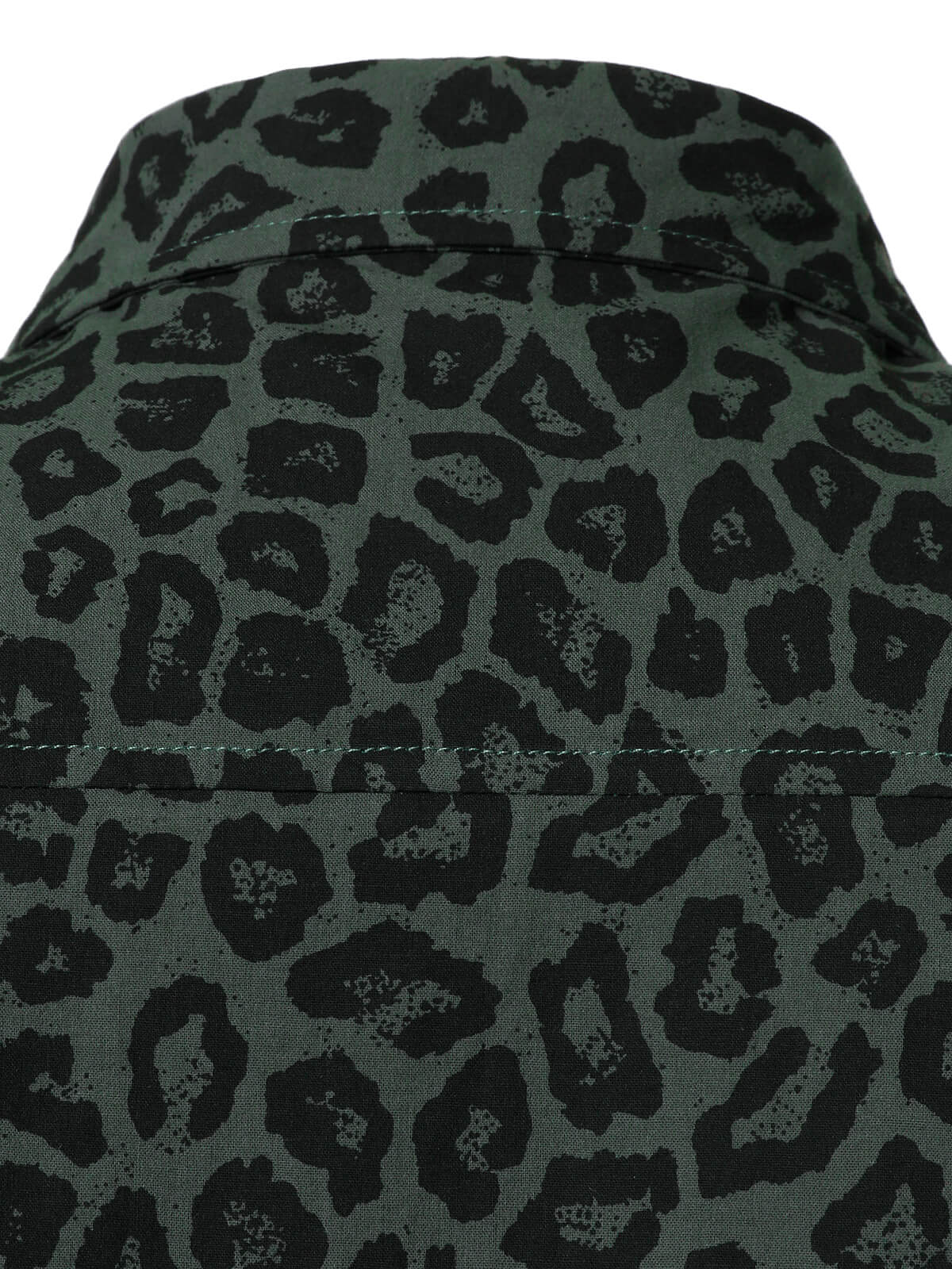 Camisa Green Leopard de algodón de manga larga para hombre