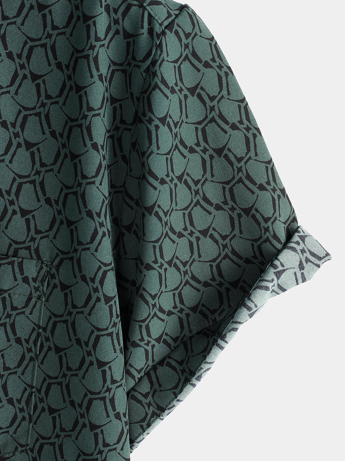 Camisa casual Holiday de manga corta Green Button Up para hombre