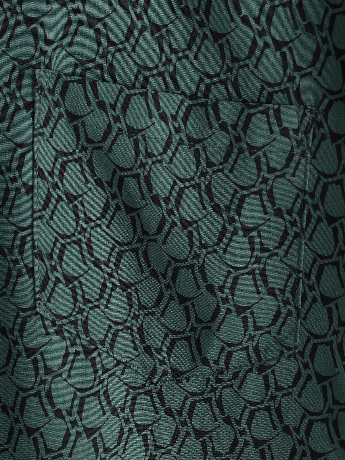 Camisa casual Holiday de manga corta Green Button Up para hombre