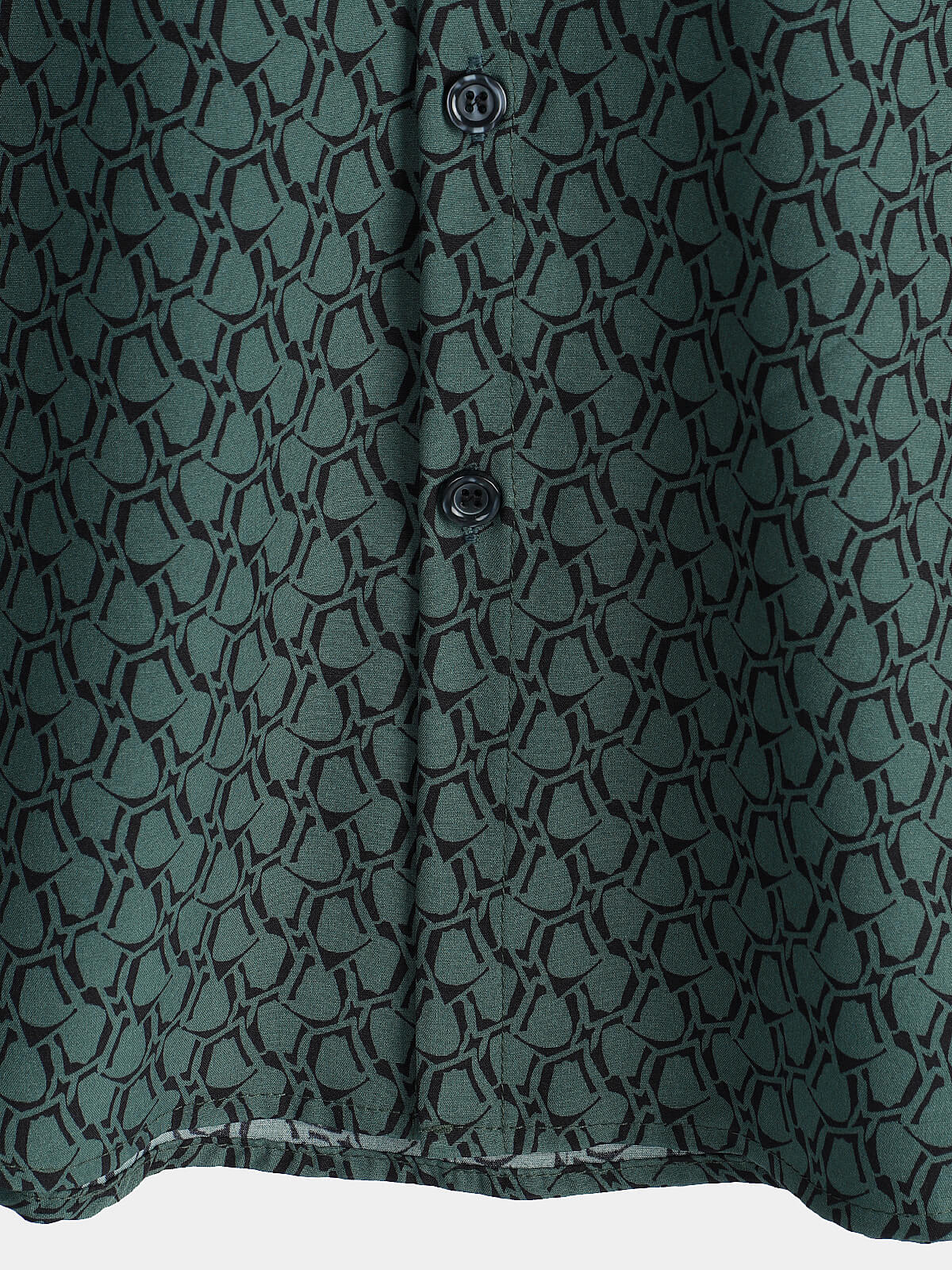 Camisa casual Holiday de manga corta Green Button Up para hombre