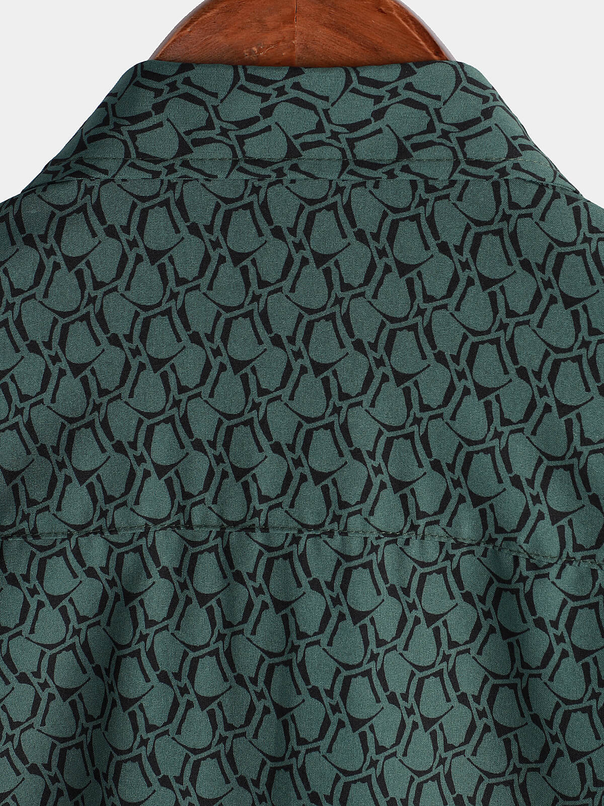 Camisa casual Holiday de manga corta Green Button Up para hombre