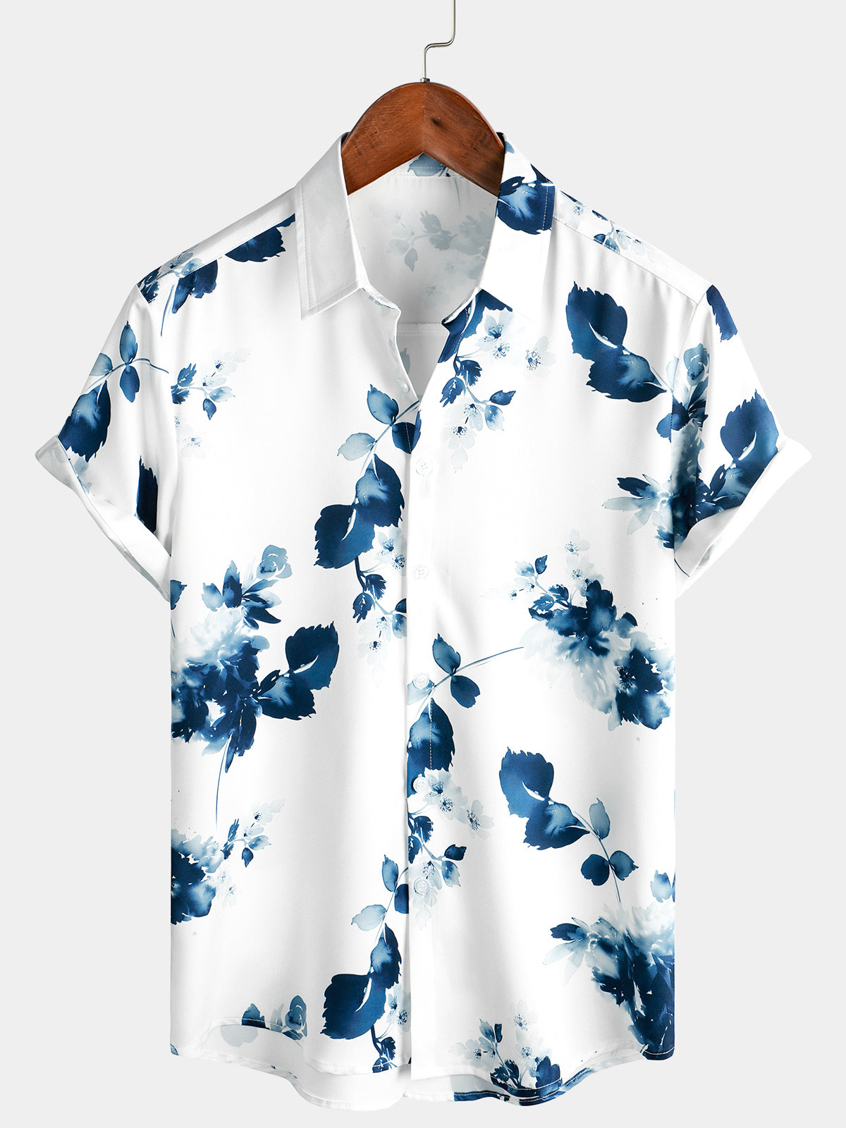 Camisa casual floral Art Button Up de manga corta Summer Holiday Beach para hombre