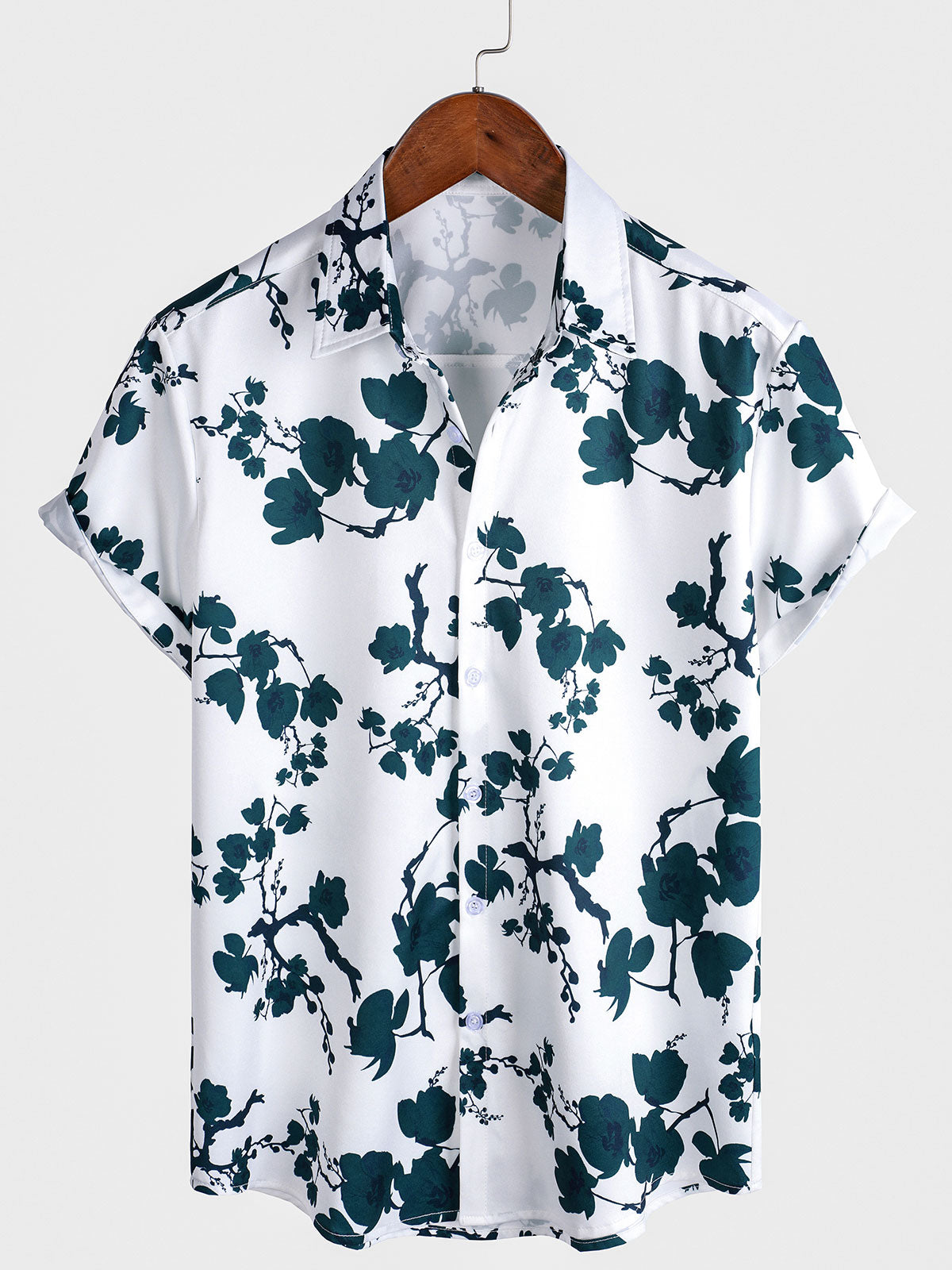Camisa Summer floral Button Up de manga corta Holiday Beach para hombre