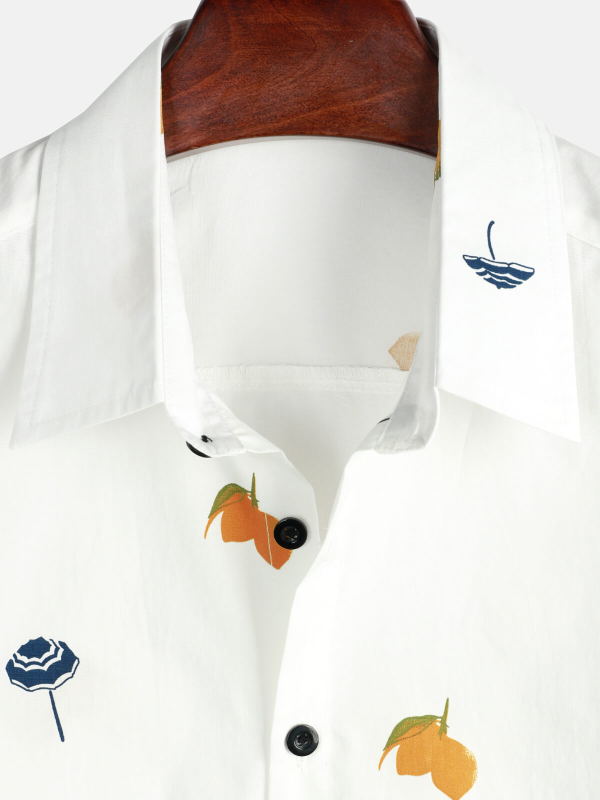 Camisa de algodón White Hawaiian Button Up Beach Holiday Summer de manga corta para hombre