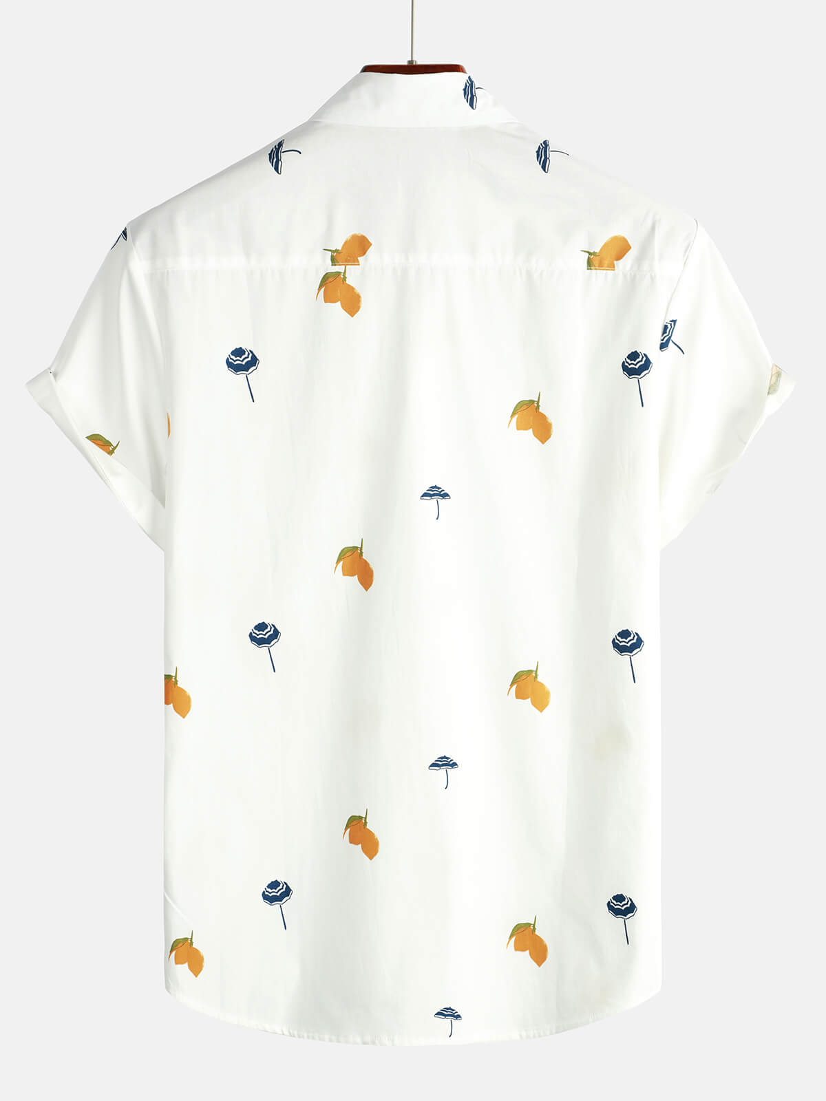 Camisa de algodón White Hawaiian Button Up Beach Holiday Summer de manga corta para hombre