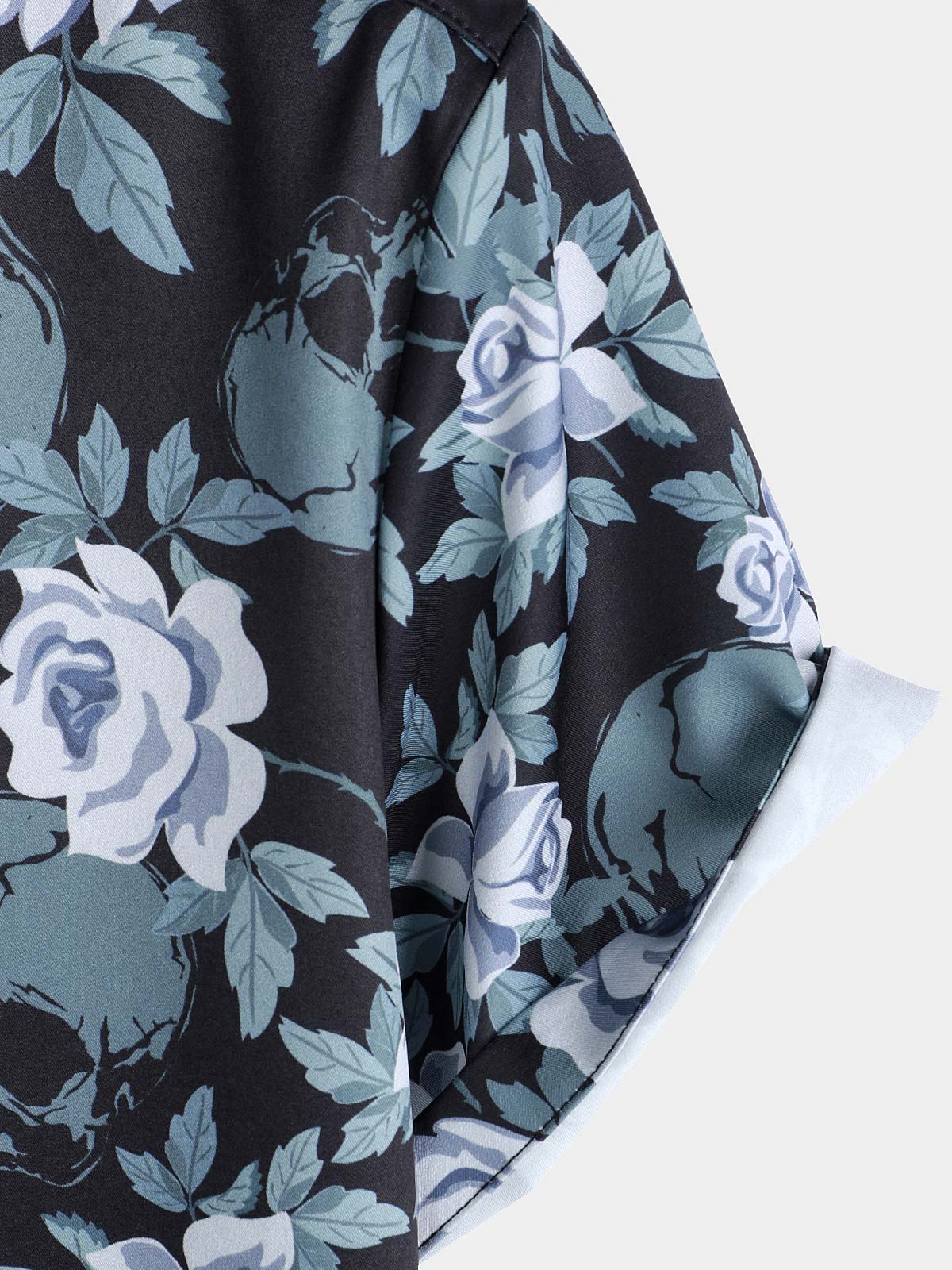 Camisa floral estampado Cool Skull Vacation Button de manga corta para hombre