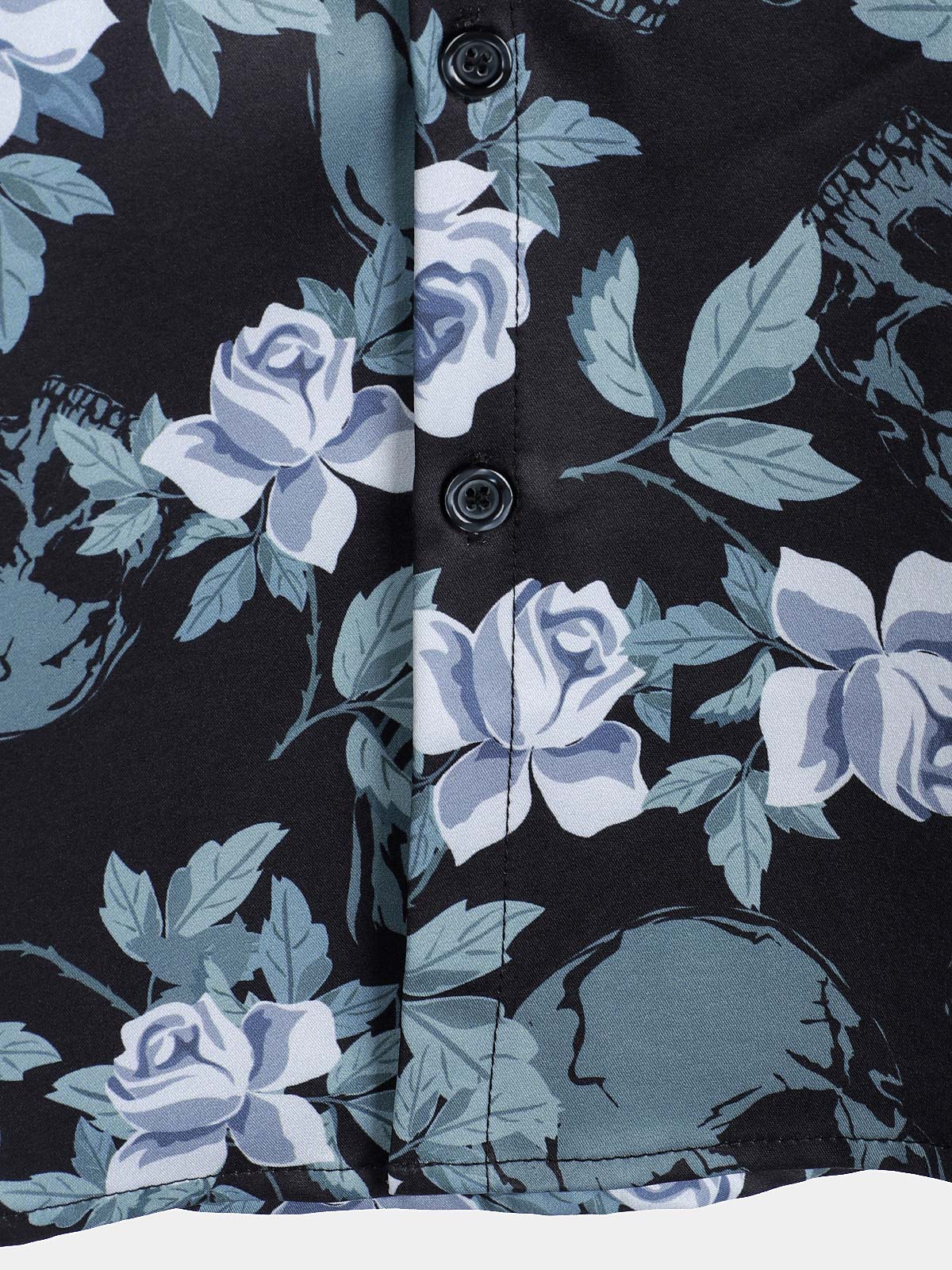 Camisa floral estampado Cool Skull Vacation Button de manga corta para hombre