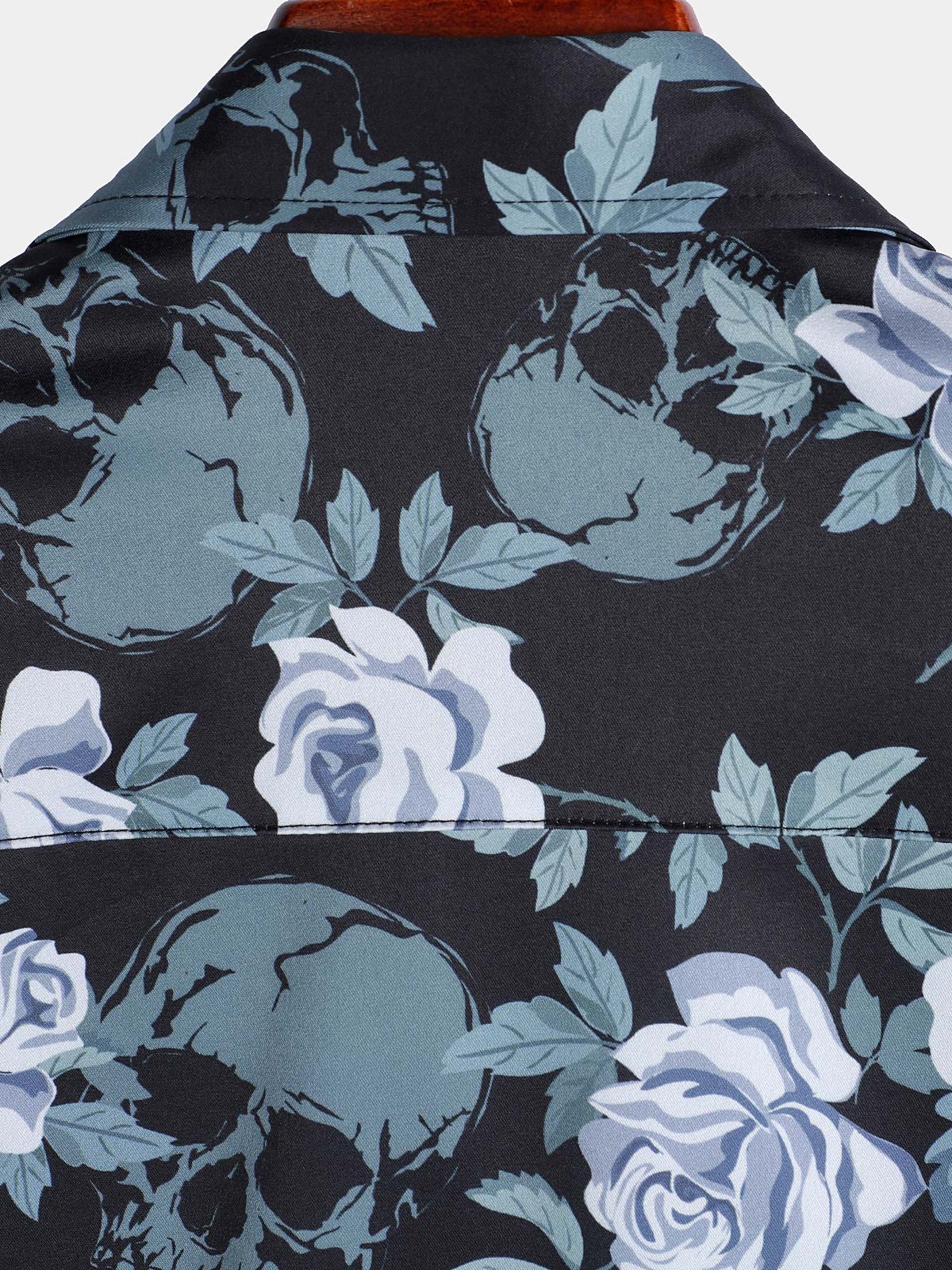 Camisa floral estampado Cool Skull Vacation Button de manga corta para hombre
