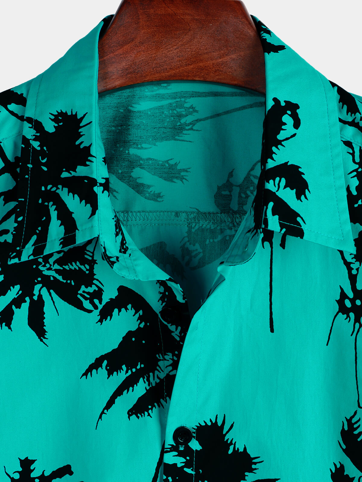 Camisa 100% de algodón Palm Tree estampado Summer Beach Hawaiian de manga corta para hombre